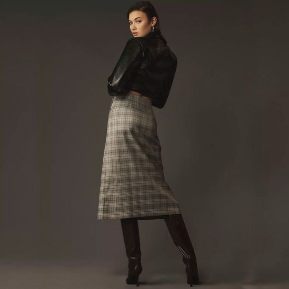 NWT Anthropologie Porridge Button-Side Midi Skirt in Neutral Size Petite Small - Picture 3 of 10